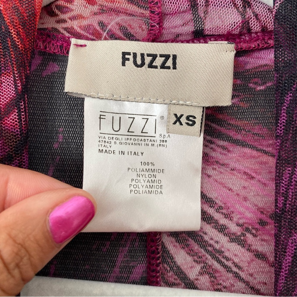 Fuzzi Sheer Astract Floral Print Draped Open Front Mesh Tulle Cardigan XS - Picture 7 of 7